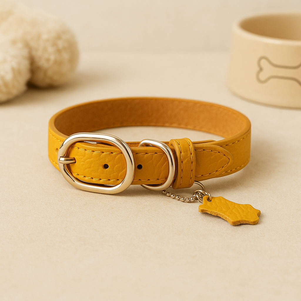 Classic Leather Dog Collar with Hangtag